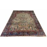 ANTIQUE KERMAN LAVER CARPET, 380cm x 270cm,