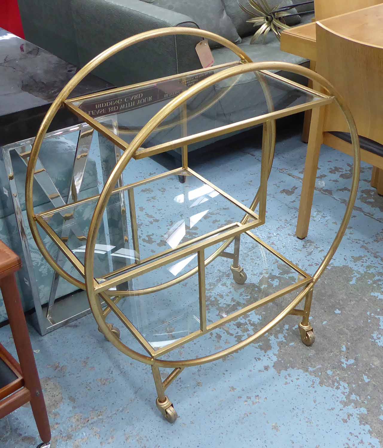 COCKTAIL TROLLEY, French Art Deco style, 94cm H.