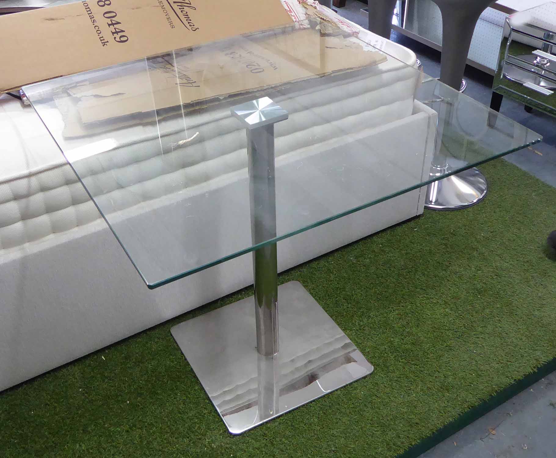 DINING TABLE, contemporary design, tempered glass top, 75cm H.