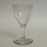 DRINKING GLASS, First Regiment of Royal Scots, with etched emblem, 12.5cm H.