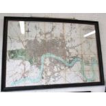 VINTAGE REPRODUCTION MAP OF GREATER LONDON, framed, 135cm x 92cm.