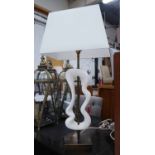 TABLE LAMPS, abstract marble base, 80cm H including shade.