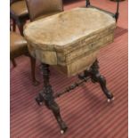 GAMES TABLE, Victorian burr walnut with inlaid detail, with chess, backgammon and cribbage boards,