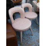 DINING CHAIRS, a set of eight, mid 20th century style, peach, each 55cm W.