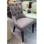SIDE CHAIR, buttoned back, grey upholstered, 100cm H.