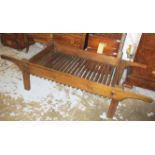 FRUIT/VEGETABLE TRANSPORTER TRAY TABLE, Rustic wooden with central slats,