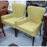 AARK ARMCHAIRS, a pair, olive green finish, 86cm H.