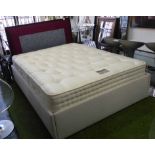 DOUBLE BED, by Sleepeezee and headboard in grey and claret (ex show flat), 153cm W.