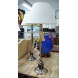 TABLE LAMPS, a pair, French style, with shades, 90cm H.