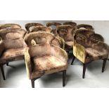 DINING ARMCHAIRS, a set of ten, Hollywood Regency style with crushed antiqued velvet upholstery.