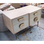 BEDSIDE CHESTS, a pair, with two drawers, 46cm x 46cm x 61cm H.