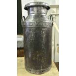 MILK CHURN, vintage polished iron with lid and handles 'Home Counties Dairies Reigate', 74cm H.