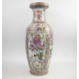 CHINESE CERAMIC VASE, decorated with figures, flowers, birds and insects, 61cm H.