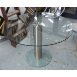 DINING TABLE, contemporary style, tempered glass top, 76cm H x 110cm diam.