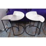 SIDE TABLES, a set of four, nest into two pairs, 55cm at tallest.