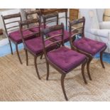 DINING CHAIRS, a set of six, Regency mahogany with carved detail,