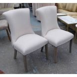 COACH HOUSE DINING CHAIRS, a set of six, linen finish, with lion pull handle detail, 97cm H.