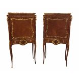 SECRETAIRES, a pair, early 20th century French tulipwood and ormolu mounted,