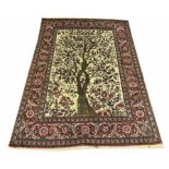 ANTIQUE TREE OF LIFE DESIGN ISPHAHAN RUG, 200cm x 140cm.