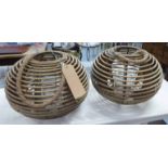 BAMBOO LANTERNS, a pair, 1970's Italian style, 55cm H.