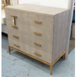 OKA LAUNTAU CHEST, faux shagreen with four drawers and gilt metal handles, 98cm x 48cm x 96cm H.