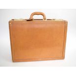 SCHEDONI BRIEFCASE FOR FERRARI, tan leather with top handle, circa 1990's,