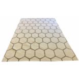 JACARANDA CONTEMPORARY CARPET, 350cm x 250cm, 'Honeycomb Taupe' wool and silk.