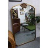 WALL MIRROR, with a shaped gilt metal frame and fox detail to top, 89cm x 153cm H.