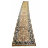 FINE TABRIZ DESIGN LONG RUNNER, 640cm x 85cm, all over botanical field within corresponding borders.