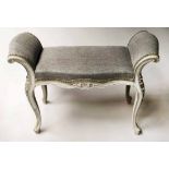 WINDOW SEAT, early 20th century Louis XV style, grey painted,