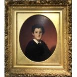 19th CENTURY EUROPEAN SCHOOL 'Portrait of a Young Boy', oil on canvas, 60cm x 50cm, in oval,