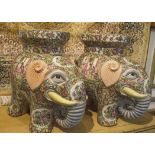 CHINESE PORCELAIN GARDEN SEATS, pair, modelled as elephants,