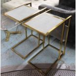 SIDE TABLES, a pair, leather tops with magazine bag, 61cm H.