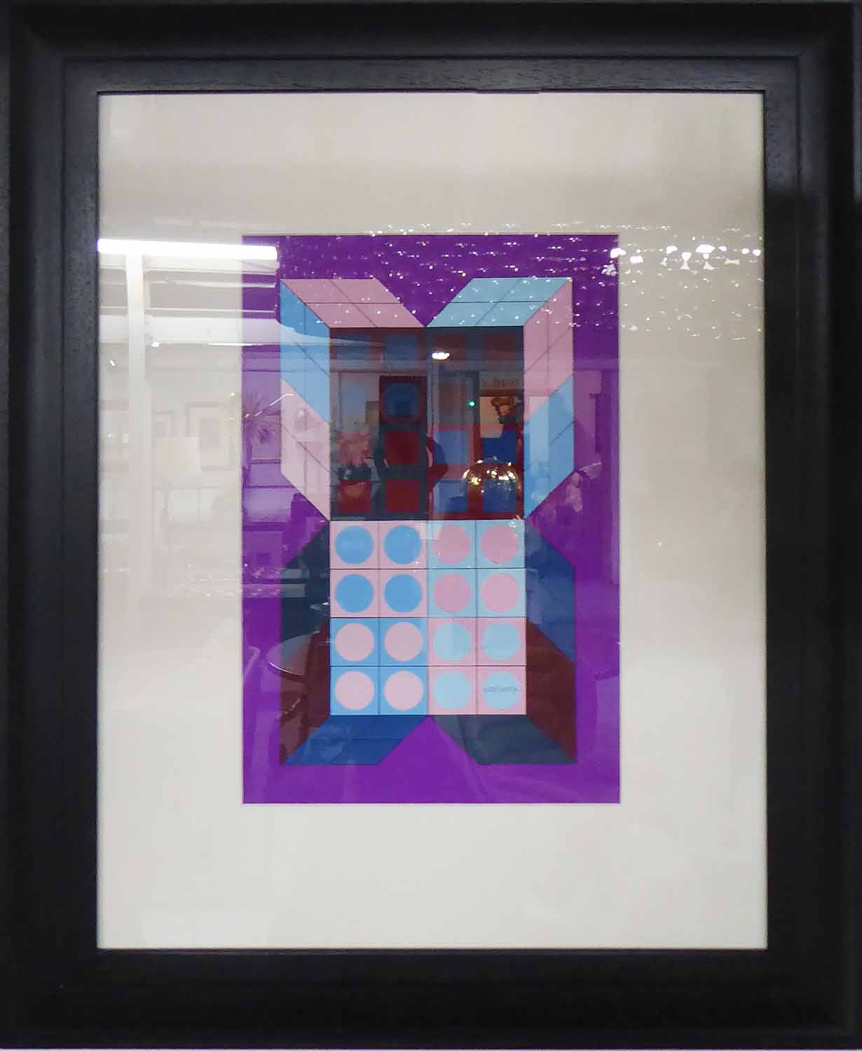 VICTOR VASARELY 'Untitled - Mauve', circa 1985, original gouache and collage on paper,