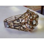 MIDDLE EASTERN HINGED BANGLE, 19th Century, set with old cut diamonds, unmarked,