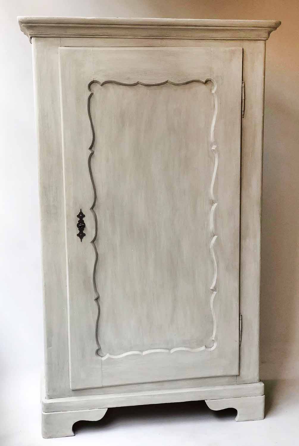 ARMOIRE, 19th century French, traditionally grey painted,