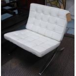 AFTER MIES VAN DER ROHE BARCELONA STYLE CHAIR, 75cm H.