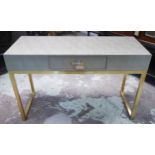 HOLLYWOOD REGENCY STYLE DRESSING TABLE, faux shagreen finish, gilt base, 120cm x 45cm x 79cm.