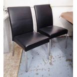 WALTER KNOLL DEEN DINING CHAIRS, a set of ten, in black leather.