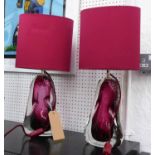 PORTA ROMANA PERFUME BOTTLE TABLE LAMPS, a pair, with shades, 57cm H.