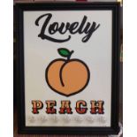 LOVELY PEACH BY BEE RICH, framed light up artwork, 122cm x 95cm.