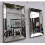 HOLLYWOOD REGENCY STYLE WALL MIRRORS, a pair, 90cm x 60cm.