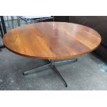 MERROW ASSOCIATED STYLE LOW TABLE, rosewood on chrome base, 90cm Round x 41cm H.