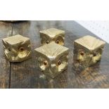 FONDICA CO ART SCULPTURAL OWLS, a set of four, gilt finish, circa 1990's.