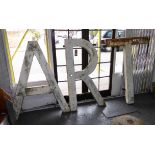 ART VINTAGE STEEL SIGNAGE LETTERS, previously from the Grants building in Croydon, 150cm H.