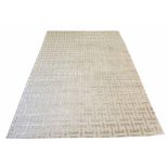 CONTEMPORARY ART DECO DESIGN SILK CARPET, 300cm x 200cm, geometric silver field.