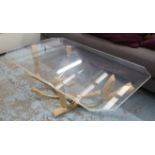 FONDICA CO ART, antler table, with perspex top, 100cm x 60cm x 38cm.