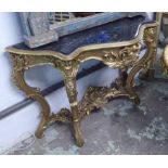 CONSOLE TABLE, Louis XV style gilt with inset serpentine black marble top, 100cm H x 147cm x 56cm.