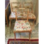 DINING CHAIRS, a set of three, Regency painted and brass mounted,