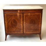 BOWFRONT SIDE CABINET, George III design satinwood, kingwood crossbanded and rosewood panelled,